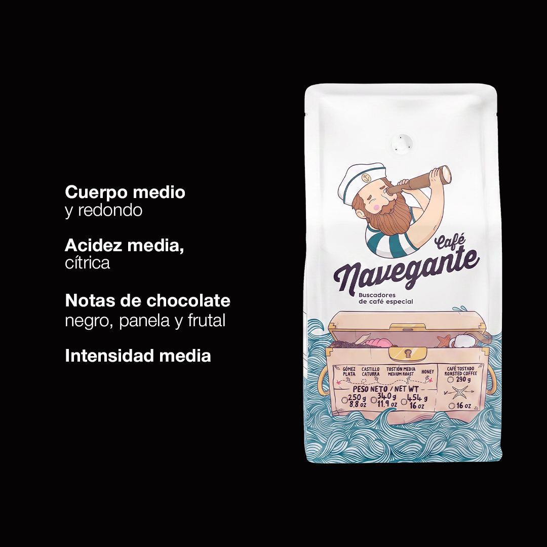 Café Navegante Lavado - café colombiano de especialidad con notas afrutadas y chocolate negro, proceso lavado, envío a Chile
