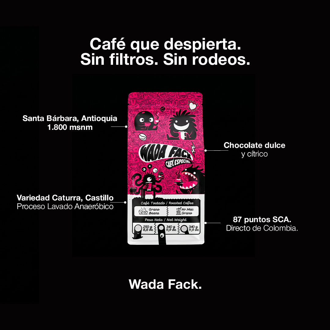 Café Wadafack - café colombiano de especialidad con notas de chocolate y cítricos, envío a Chile