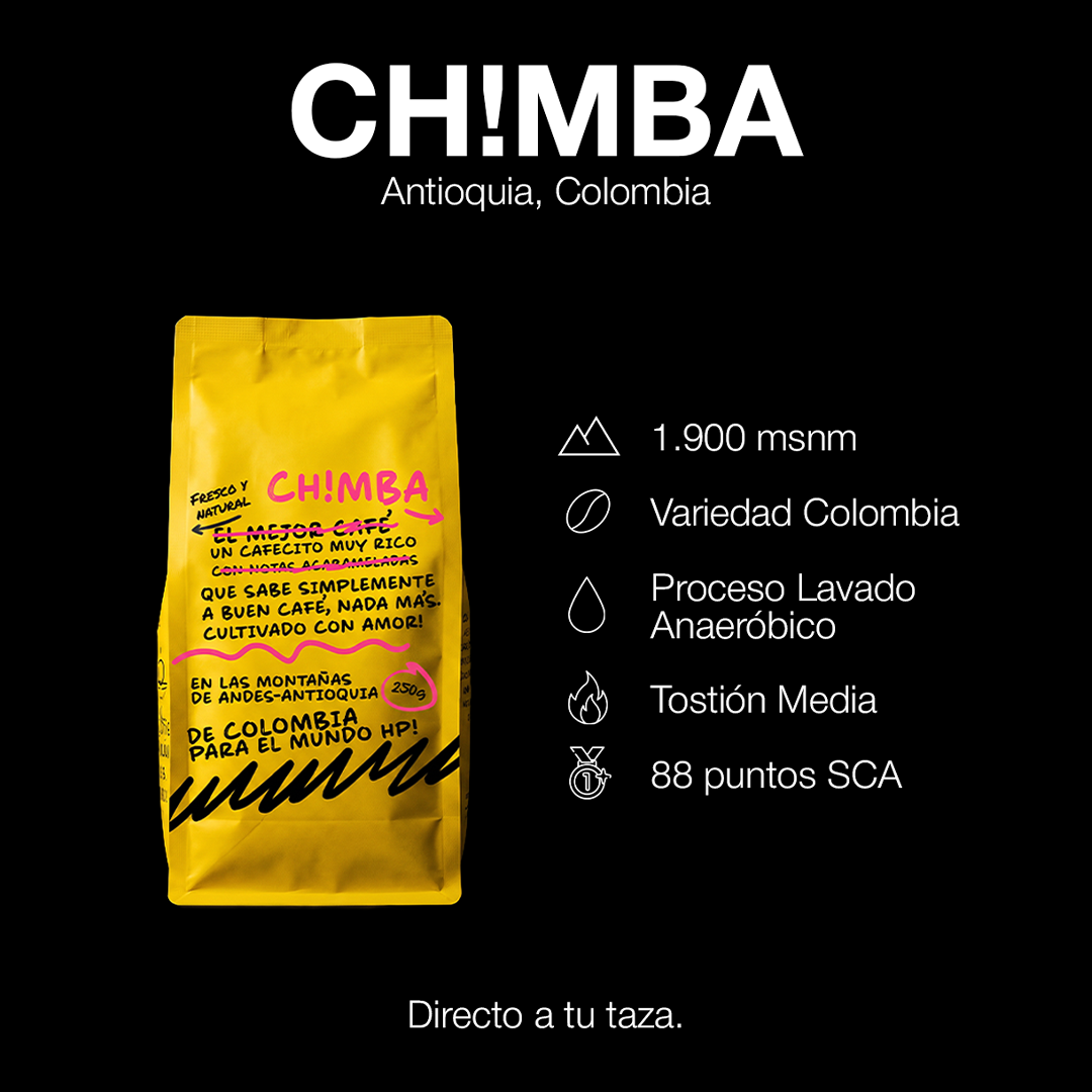 Café Chimba - café colombiano de especialidad con notas de caramelo y frutal, tostión media artesanal, envío a Chile