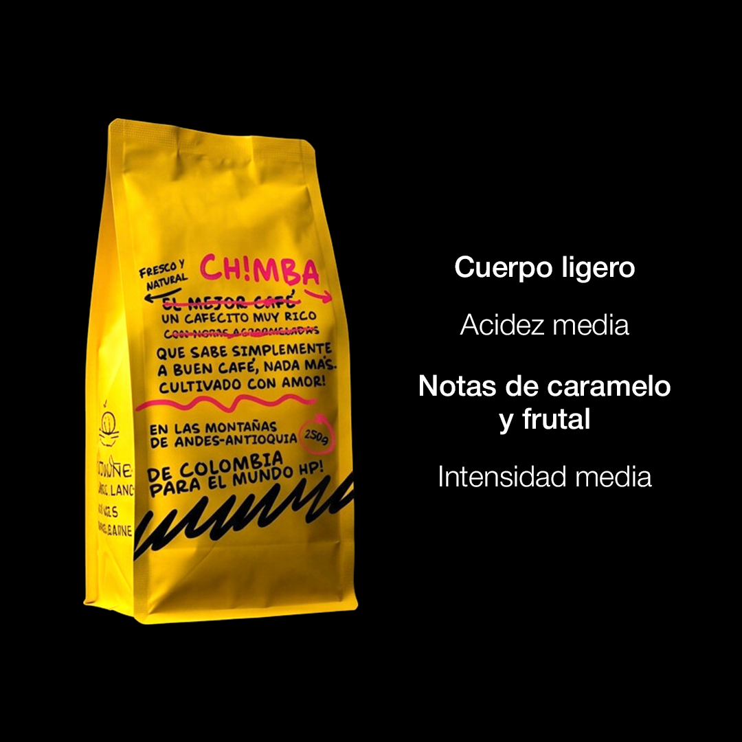 Café Chimba - café colombiano de especialidad con notas de caramelo y frutal, tostión media artesanal, envío a Chile