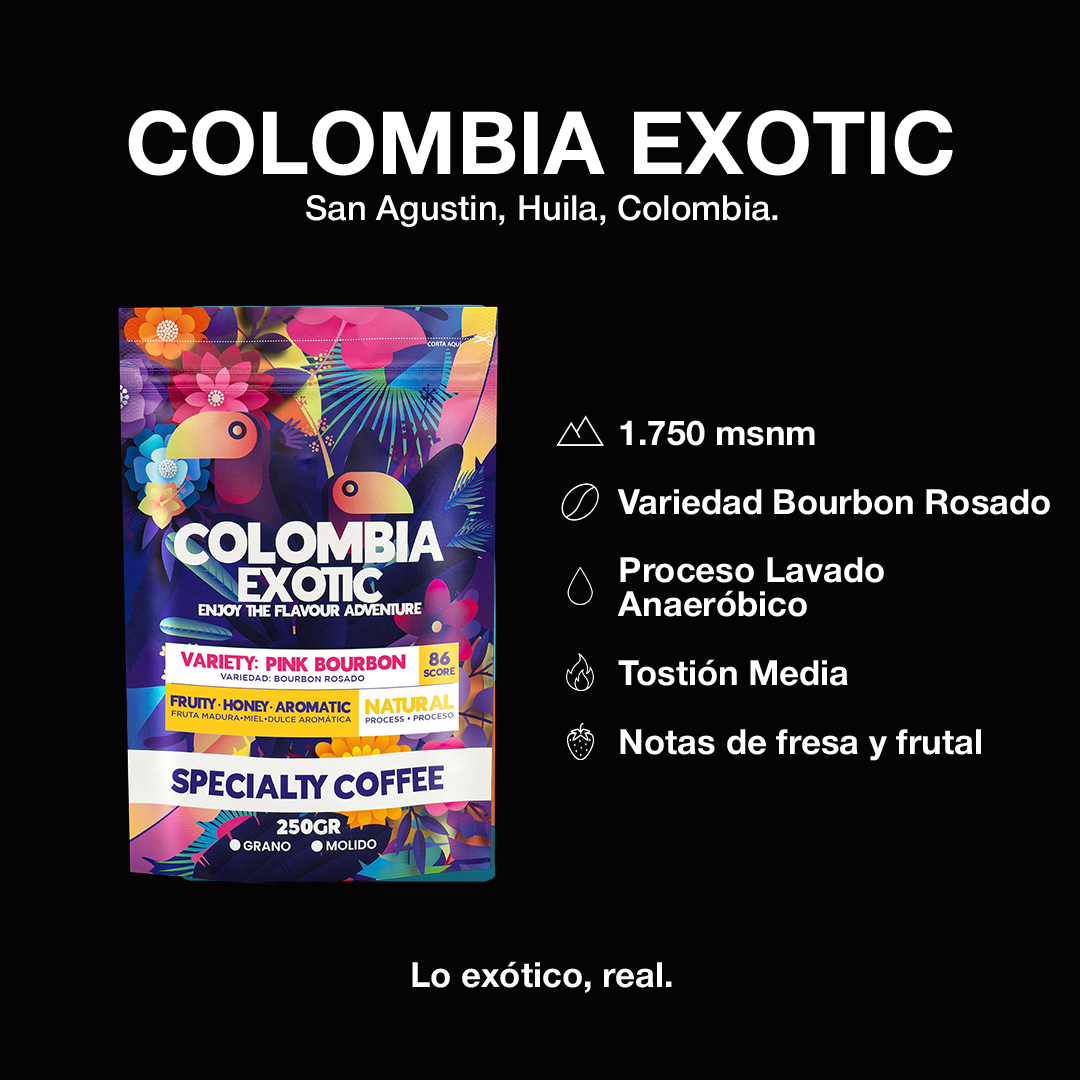 Café Exotic Bourbon - café colombiano de especialidad variedad Bourbon del Huila, edición limitada, envío a Chile