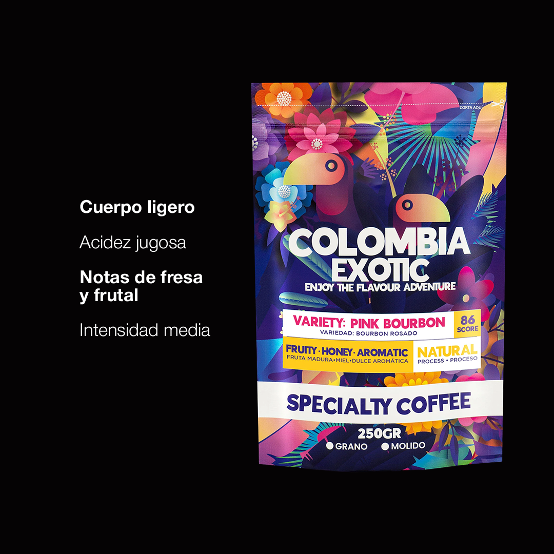 Café Exotic Bourbon - café colombiano de especialidad variedad Bourbon del Huila, edición limitada, envío a Chile