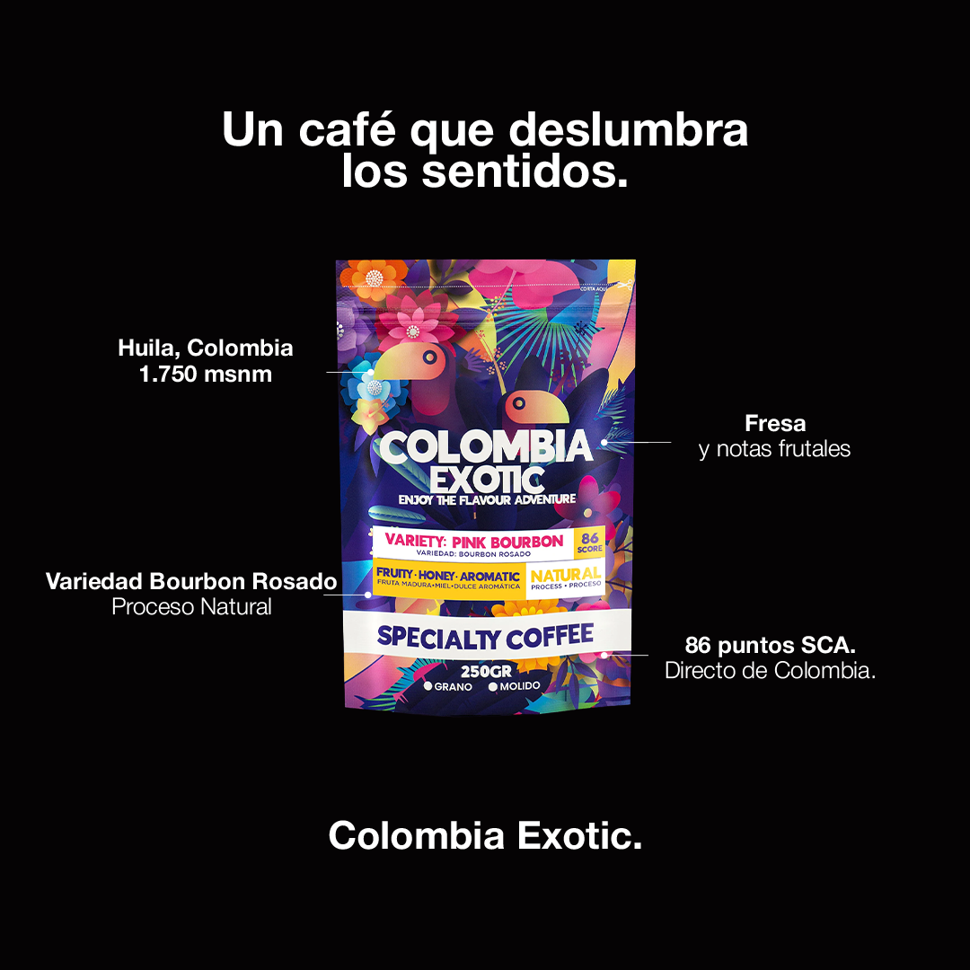 Café Exotic Bourbon - café colombiano de especialidad variedad Bourbon del Huila, edición limitada, envío a Chile