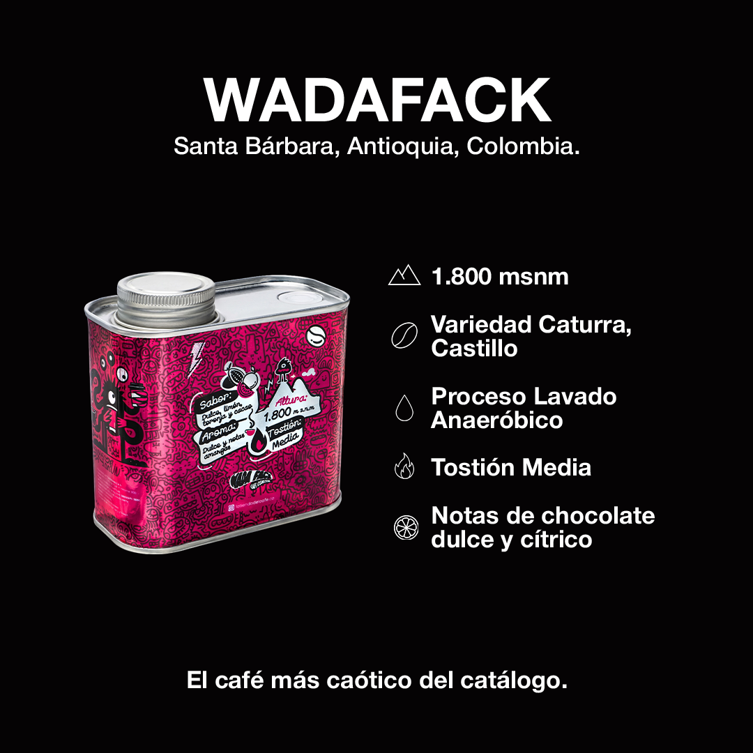 Café Wadafack en lata - café colombiano de especialidad presentado en lata, ideal para regalo, envío a Chile